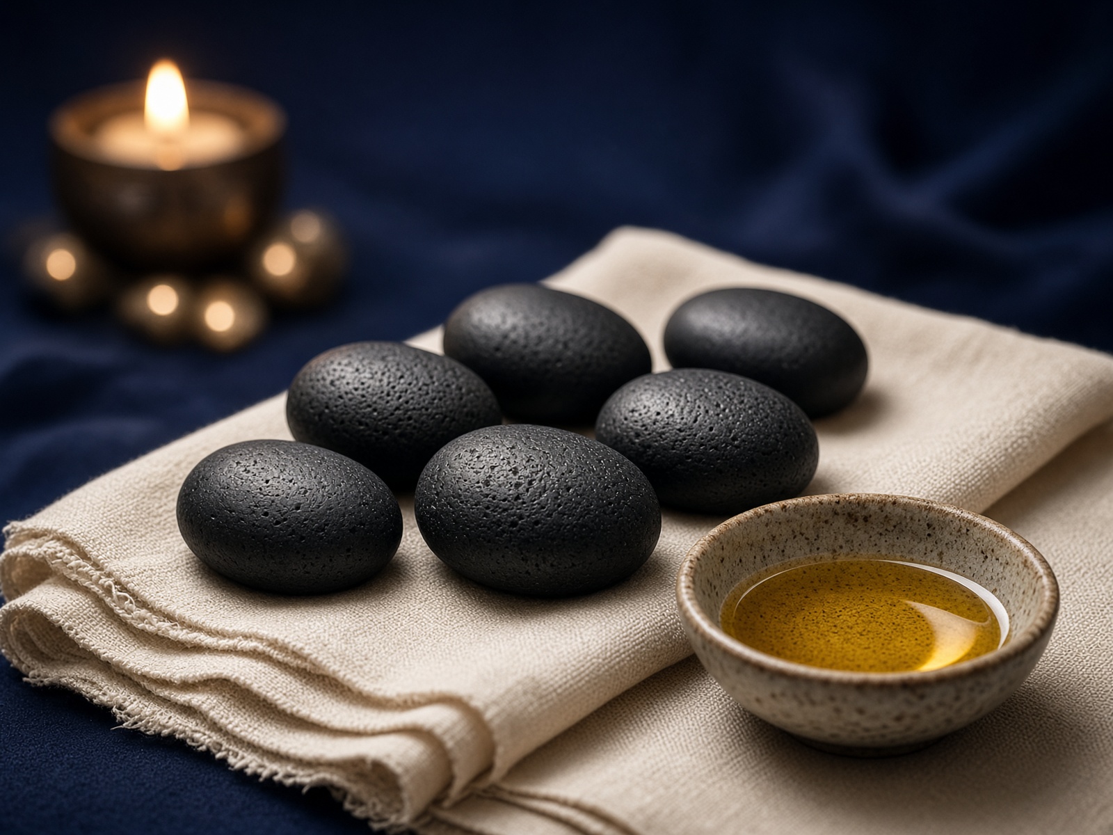 Spa linens and stone